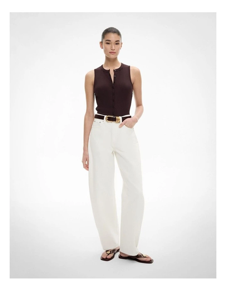 Button Through Tank Top in Espresso image 2
