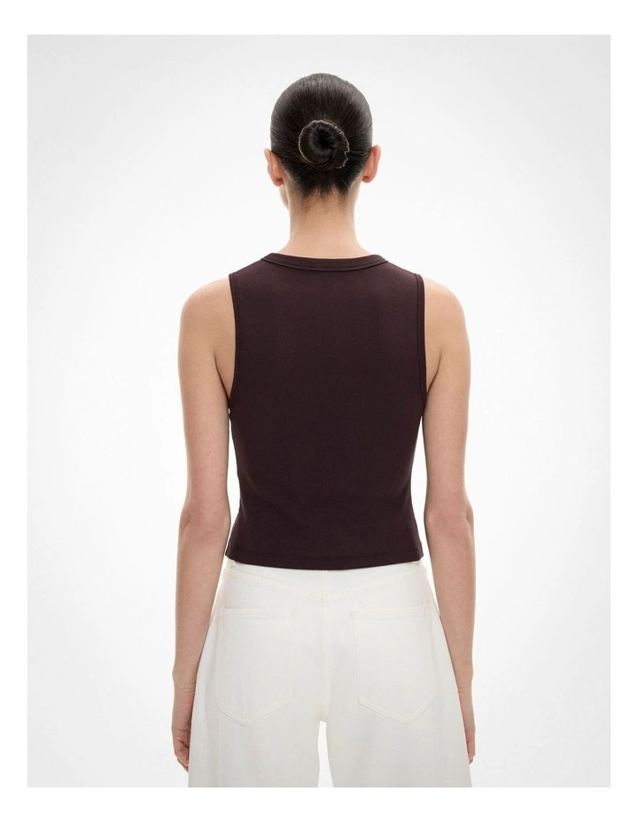 Button Through Tank Top in Espresso image 4