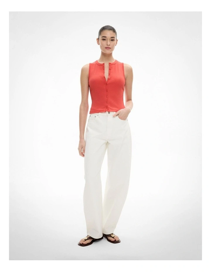 Button Through Tank Top in Flame image 2