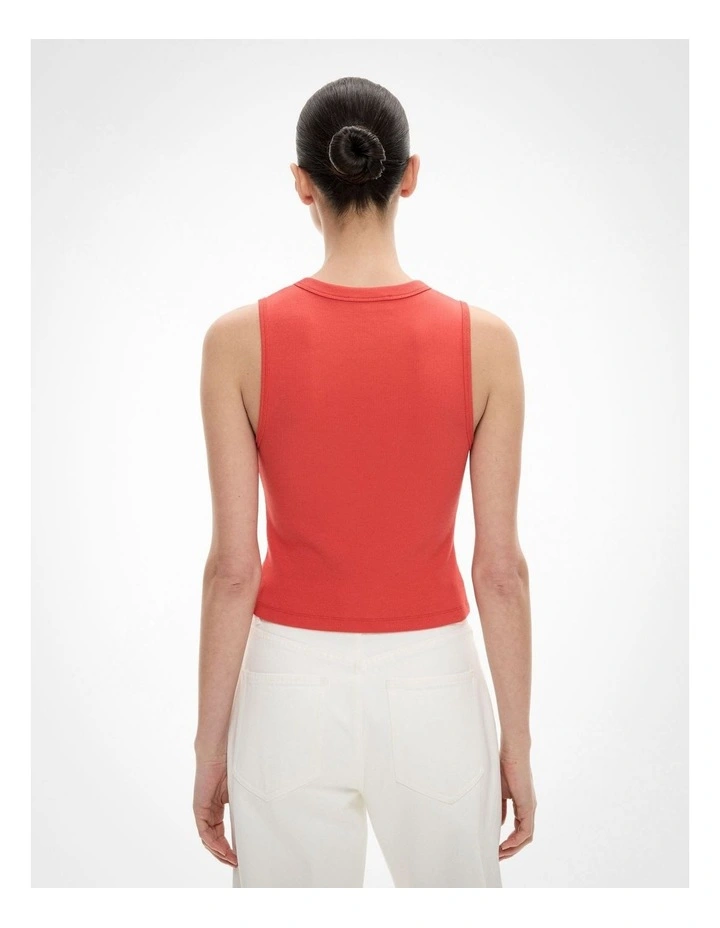 Button Through Tank Top in Flame image 4
