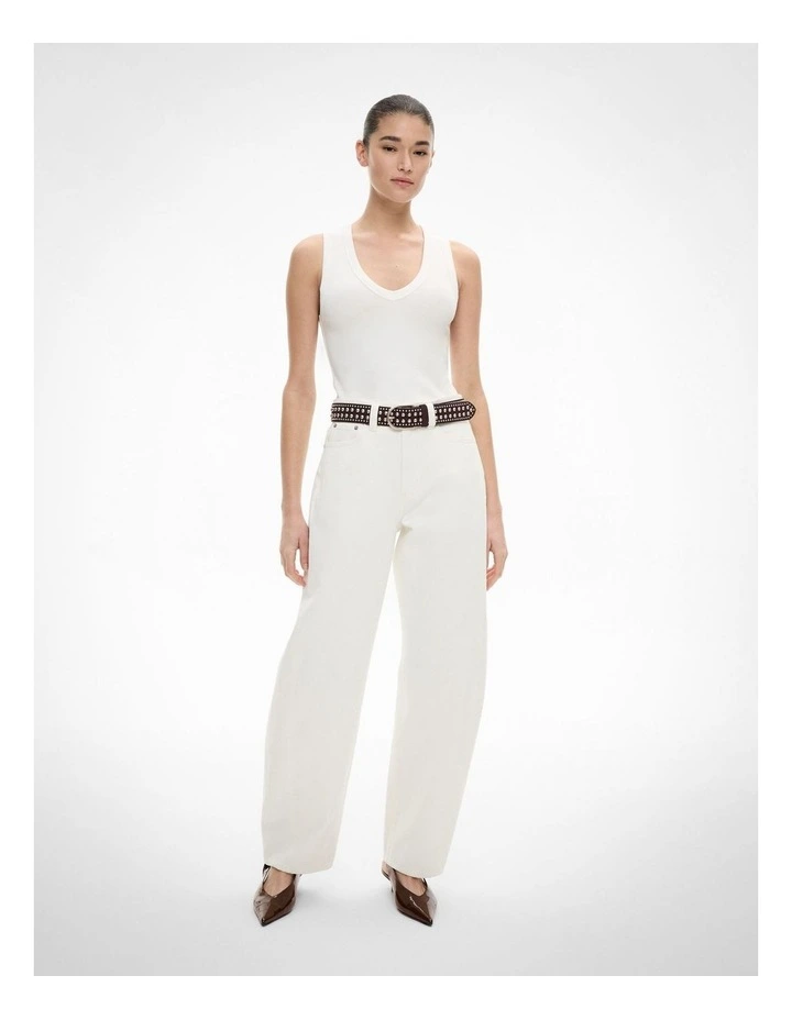Fine Rib V Neck Tank in Fresh White image 2