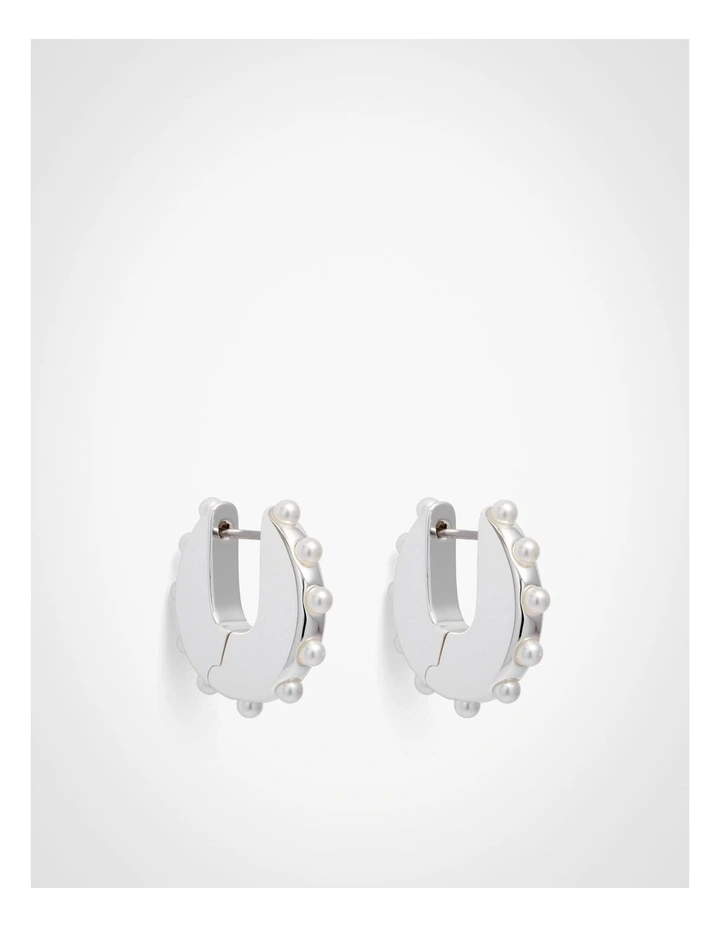 Rowan Huggie Earrings in Silver image 1