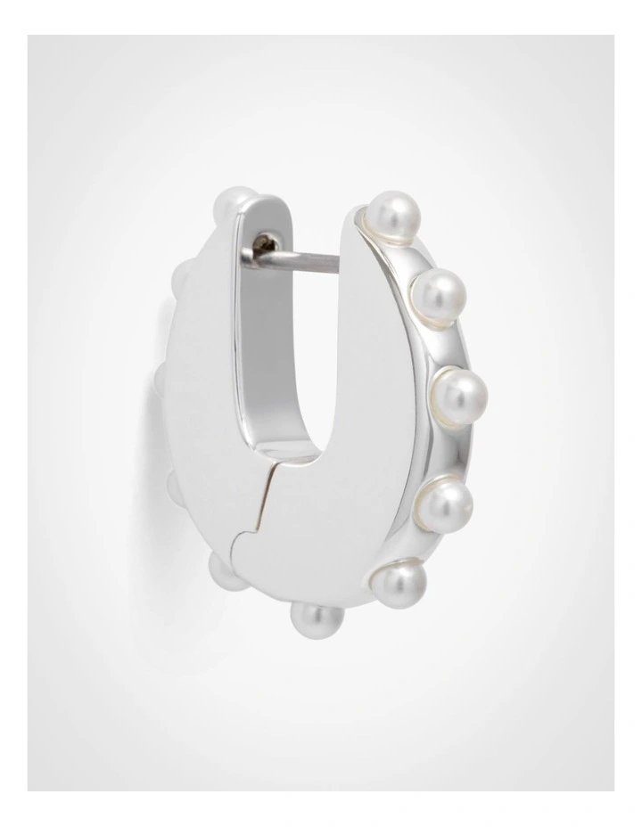 Rowan Huggie Earrings in Silver image 3