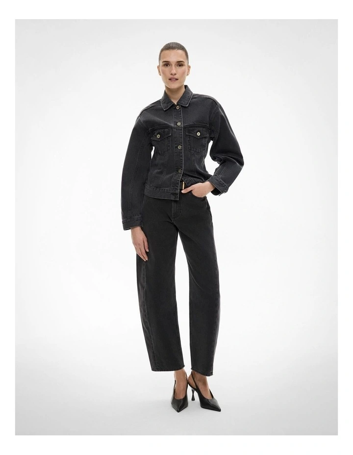 Cinched Denim Jacket in Washed Black image 2