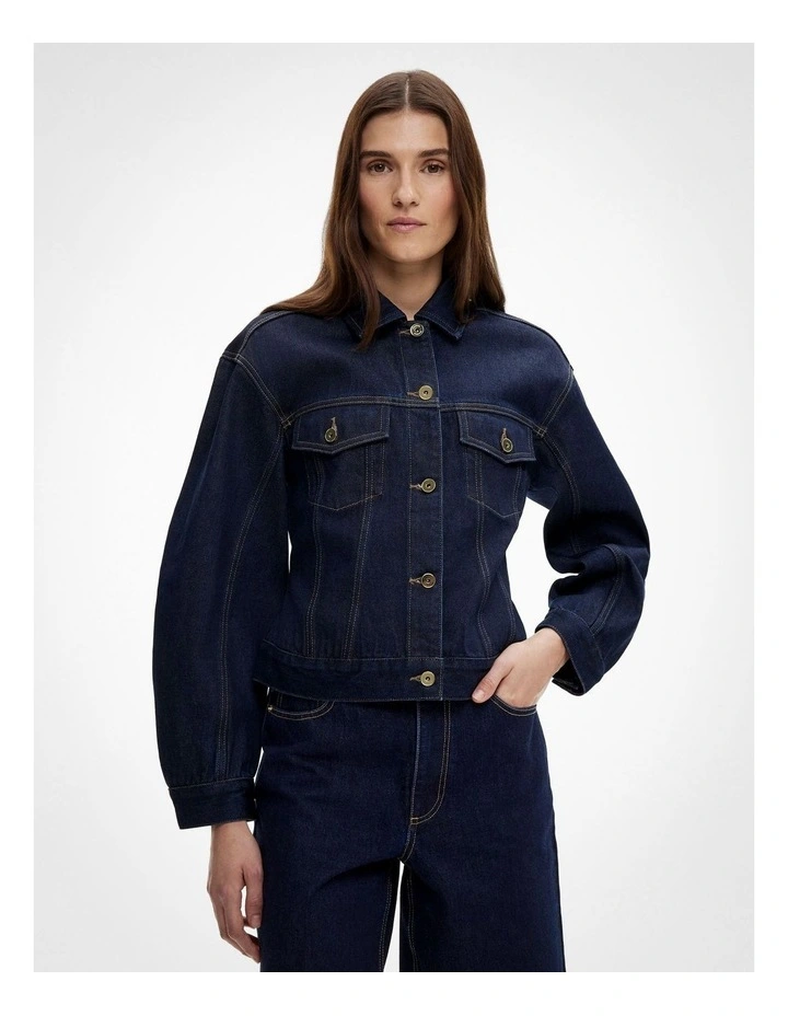 Cinched Denim Jacket in Blue image 1