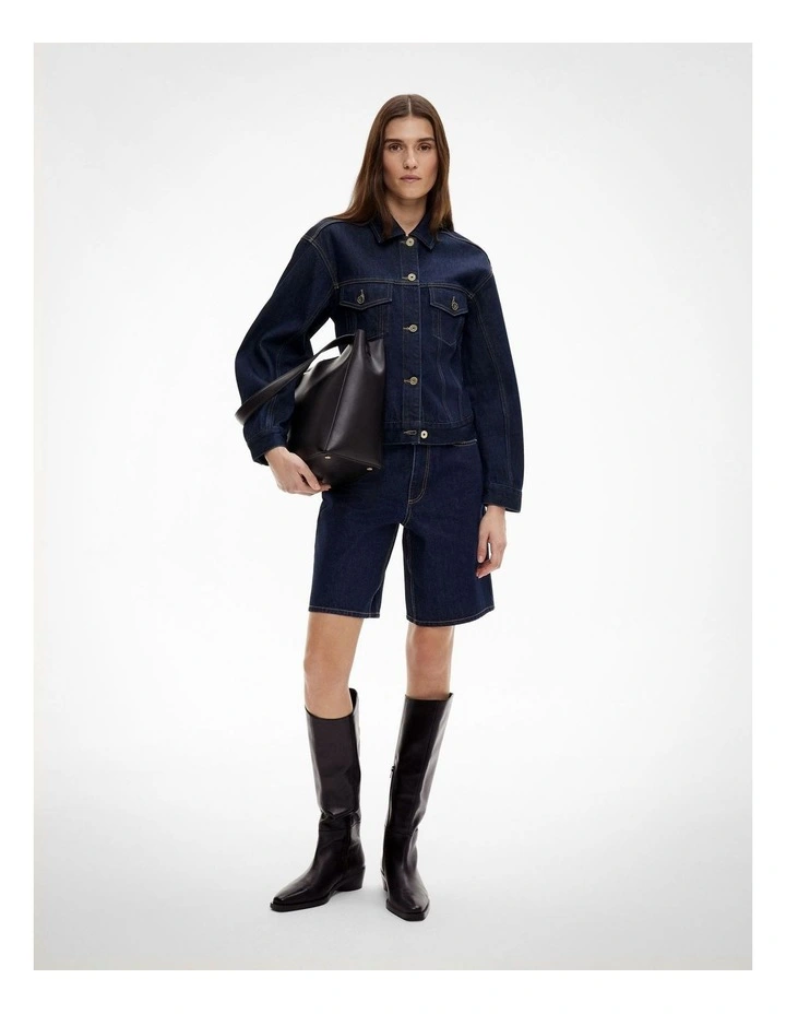 Cinched Denim Jacket in Blue image 2