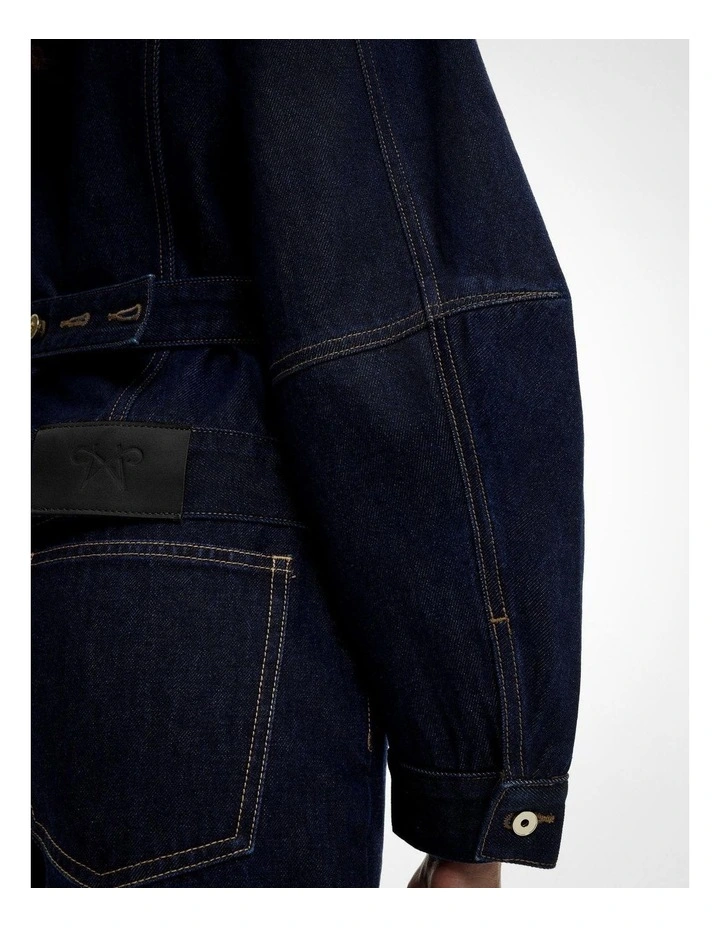 Cinched Denim Jacket in Blue image 3