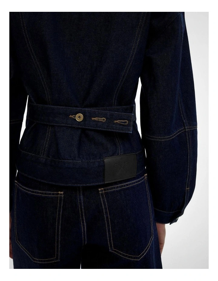 Cinched Denim Jacket in Blue image 4