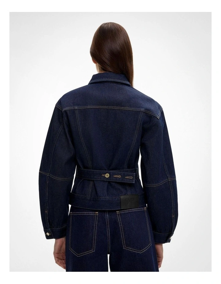 Cinched Denim Jacket in Blue image 5