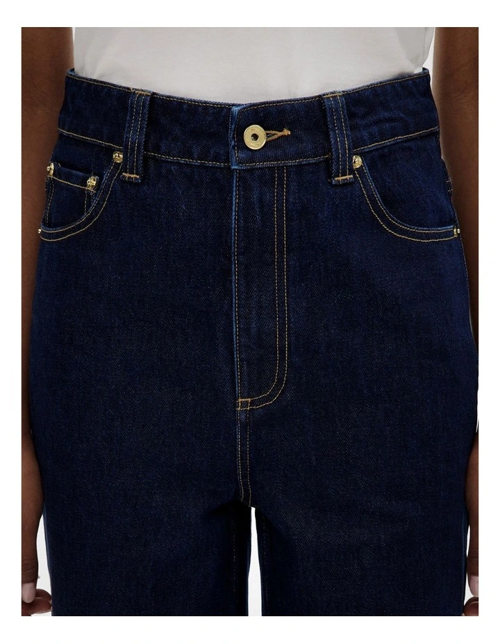 Button Detail Jeans in Raw Denim image 3
