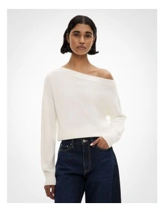 Asymmetric Slouch Knit in Chalk