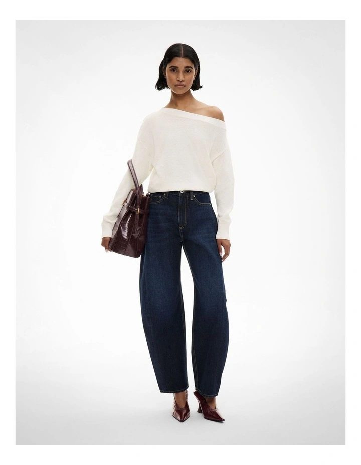 Asymmetric Slouch Knit in Chalk image 2