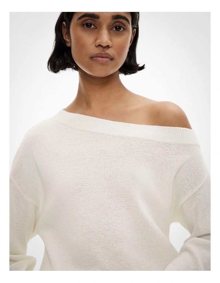 Asymmetric Slouch Knit in Chalk image 3