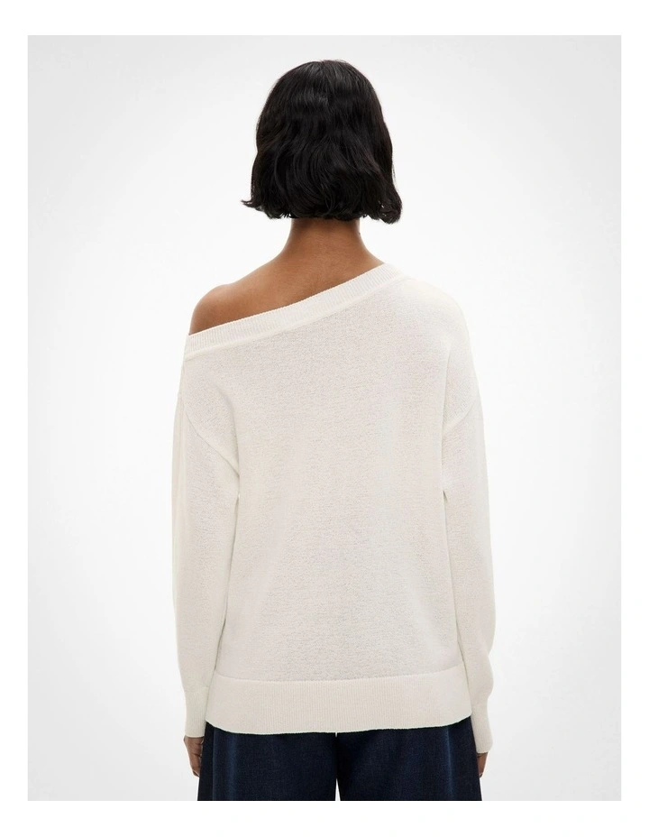 Asymmetric Slouch Knit in Chalk image 4