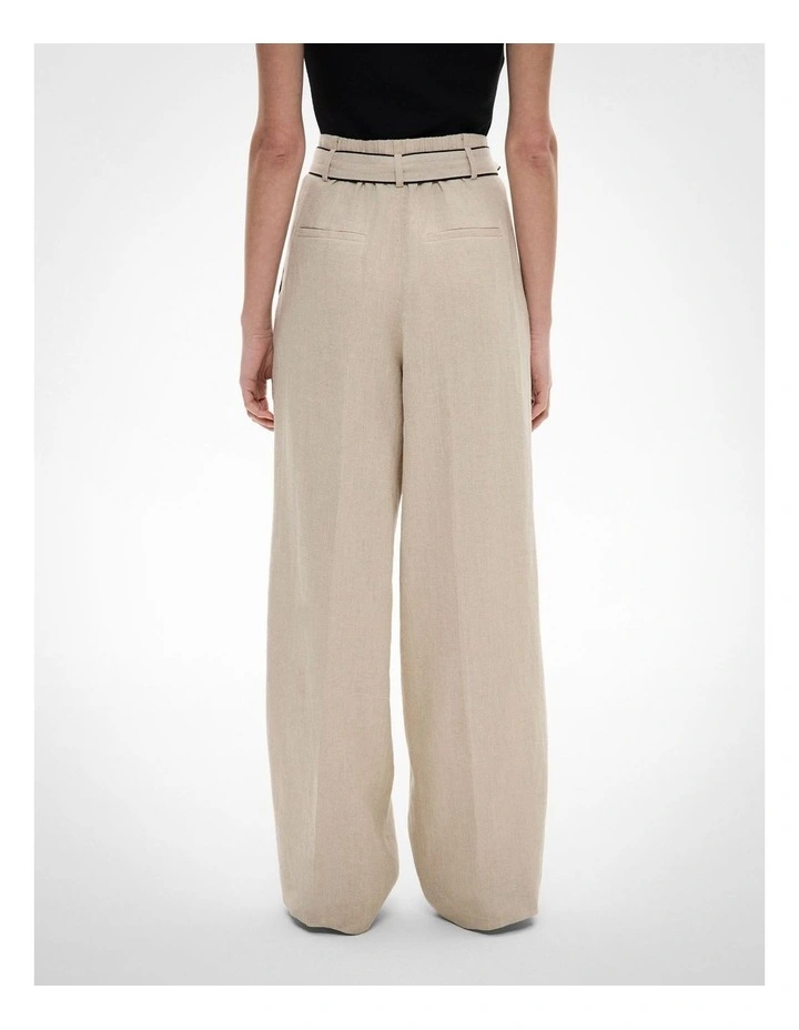 Belt Detail Linen Pants in Sand image 4