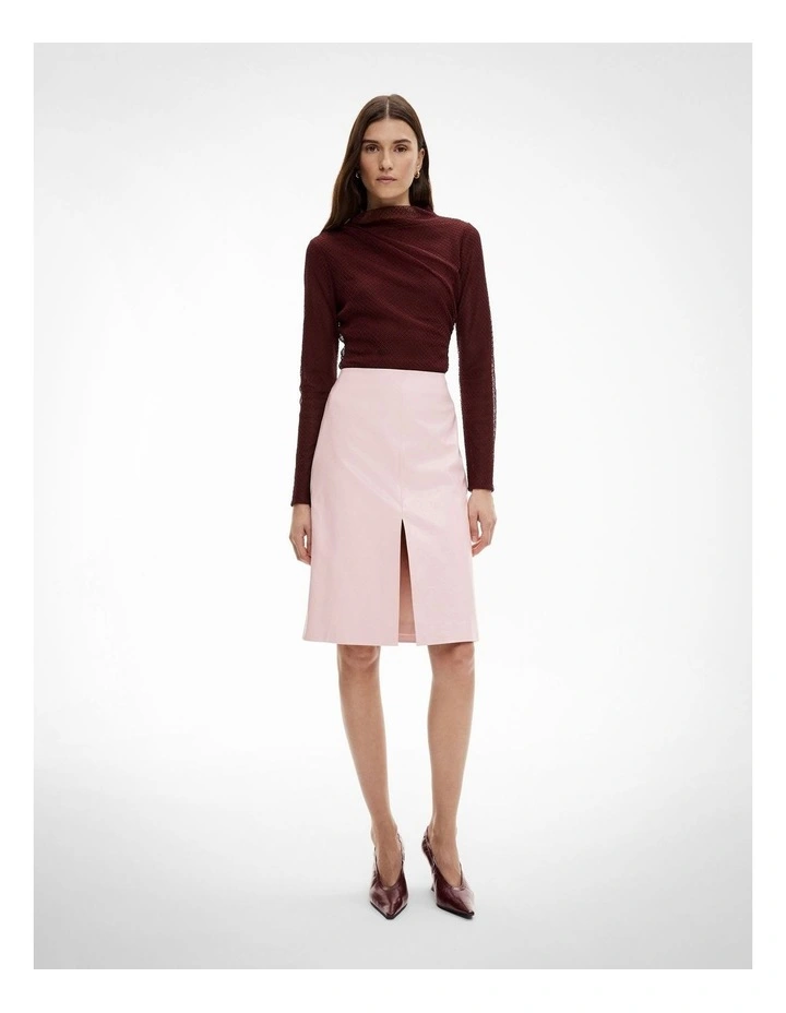 Front Split Midi Skirt in Pink image 2