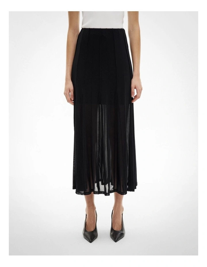 Panelled Mesh Skirt in Black image 1