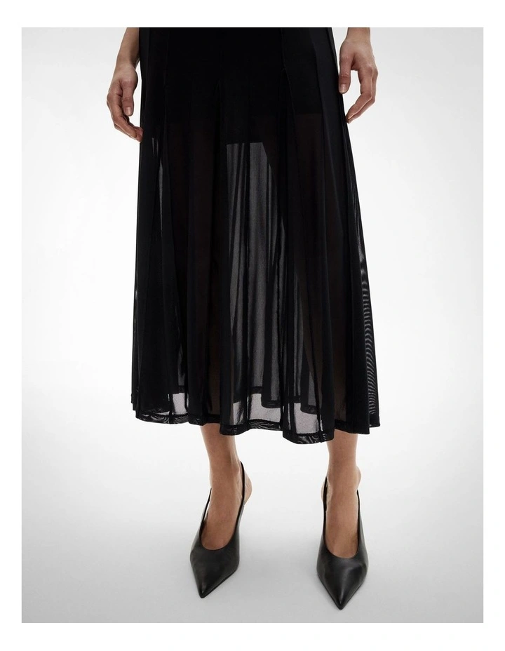 Panelled Mesh Skirt in Black image 3