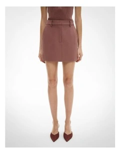 Piped Detail Mini Skirt in Maple Rose