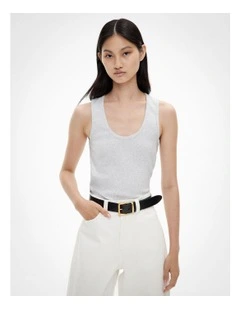 Scoop Rib Tank Top in Soft Silver Marle
