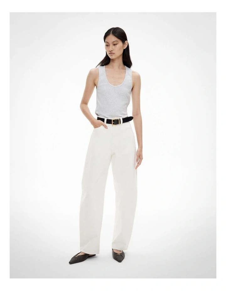 Scoop Rib Tank Top in Soft Silver Marle image 4