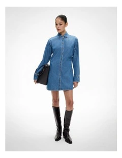 Ruched Denim Dress in Indigo