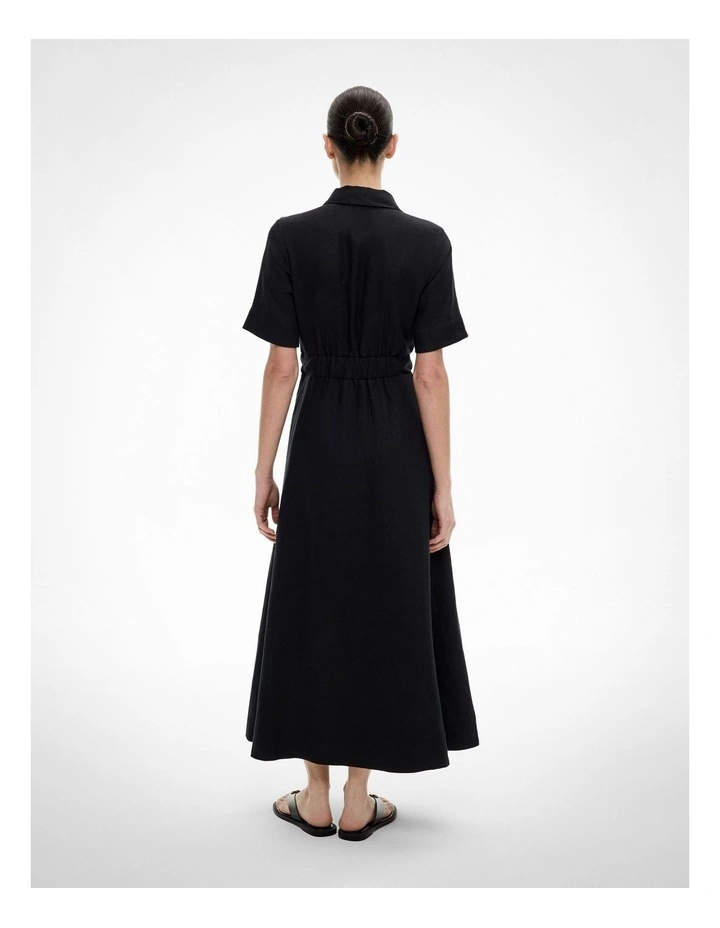 Eyelet Detail Midi Dress in Black image 4