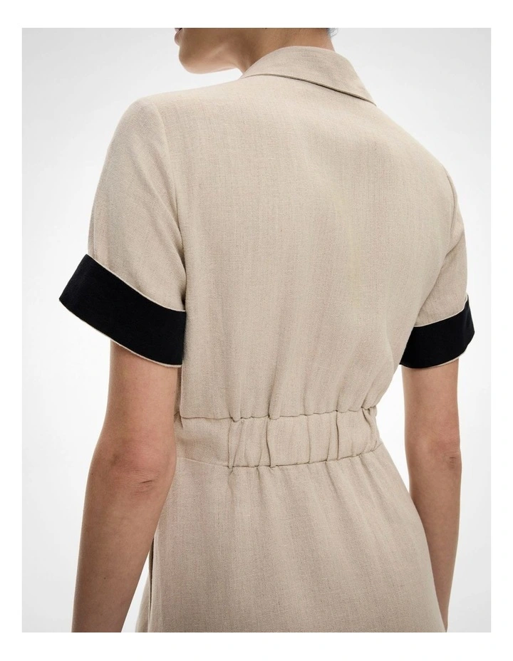 Eyelet Detail Midi Dress in Sand image 4