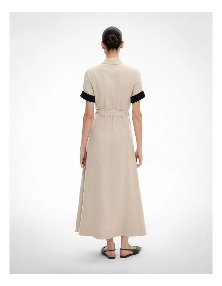 Eyelet Detail Midi Dress in Sand image 5