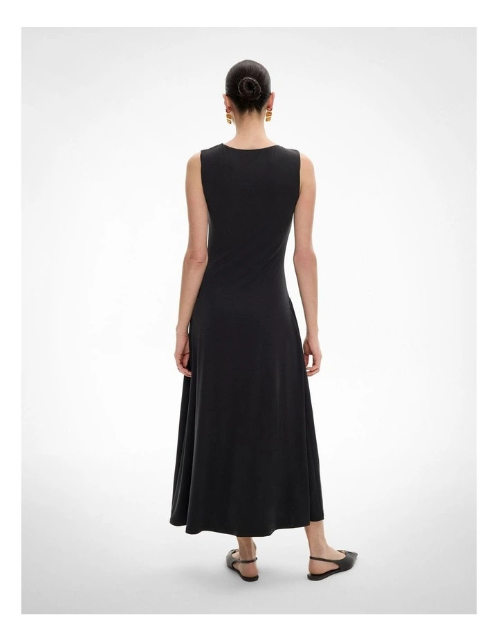 Gathered Jersey Dress in Black image 4