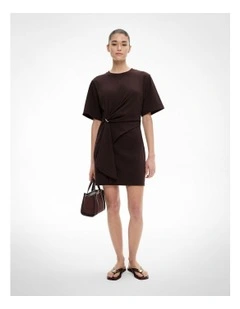 Trim Detail Tee Dress in Espresso