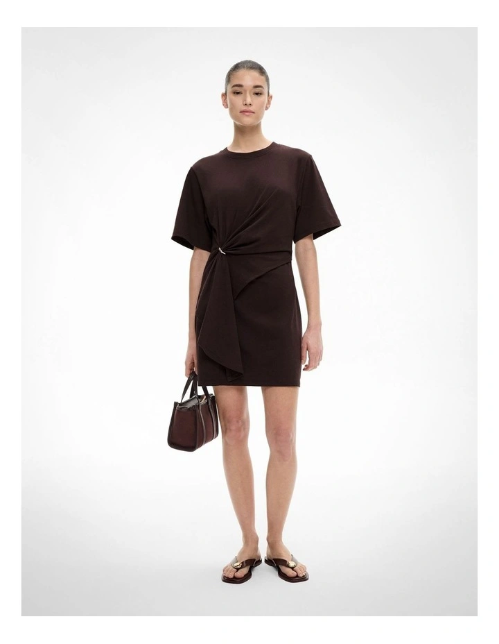 Trim Detail Tee Dress in Espresso image 1