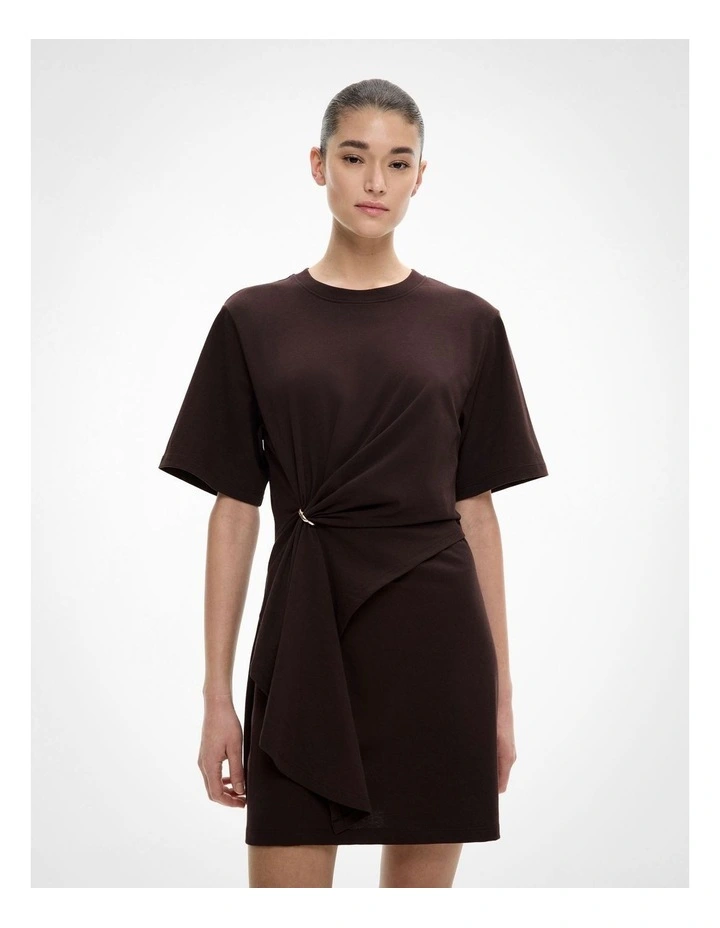 Trim Detail Tee Dress in Espresso image 3