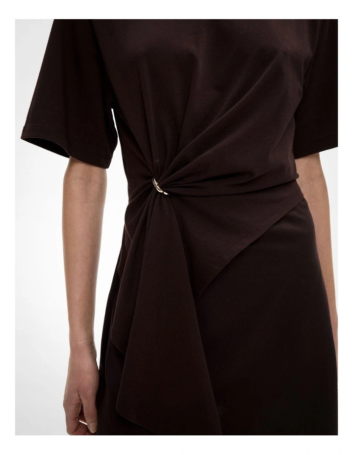 Trim Detail Tee Dress in Espresso image 4
