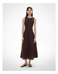 Linen Seam Dress in Espresso