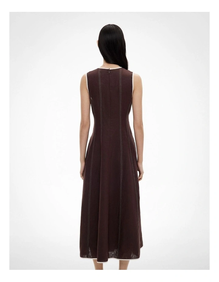 Linen Seam Dress in Espresso image 5