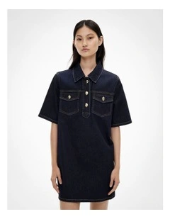 Denim Tee Dress in Raw Denim