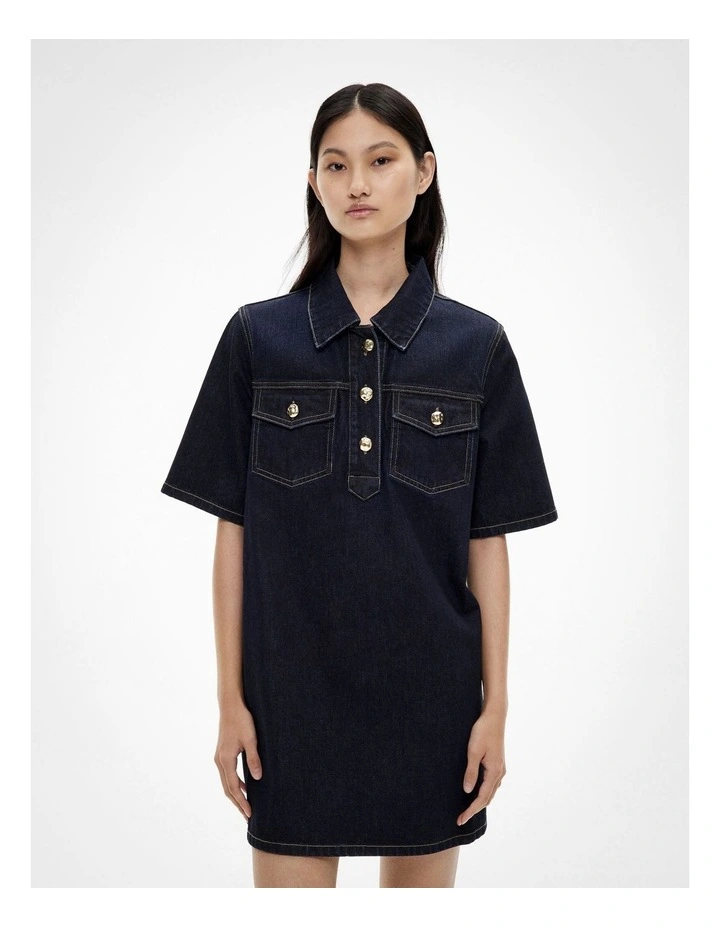 Denim Tee Dress in Raw Denim image 1