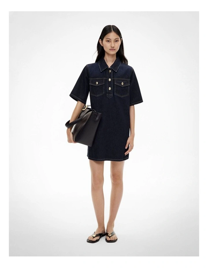 Denim Tee Dress in Raw Denim image 2