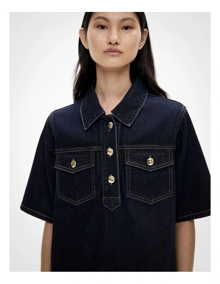 Denim Tee Dress in Raw Denim image 3