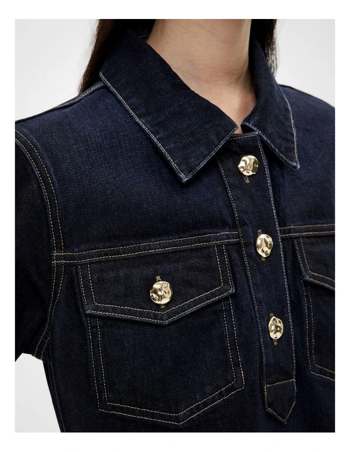 Denim Tee Dress in Raw Denim image 4