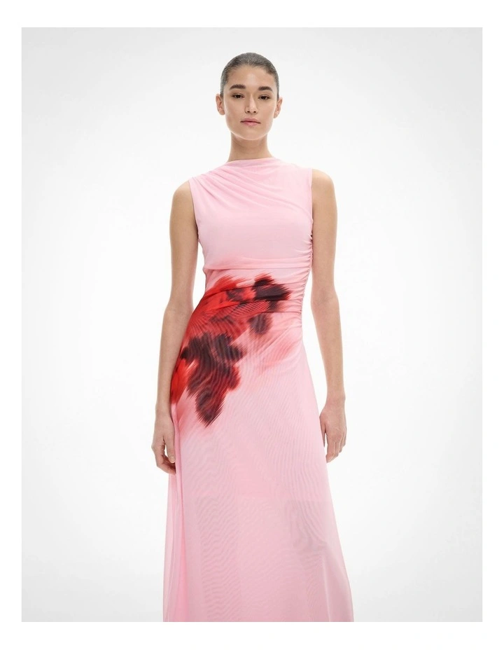 Mesh Drape Tank Dress in Blush Floral image 2