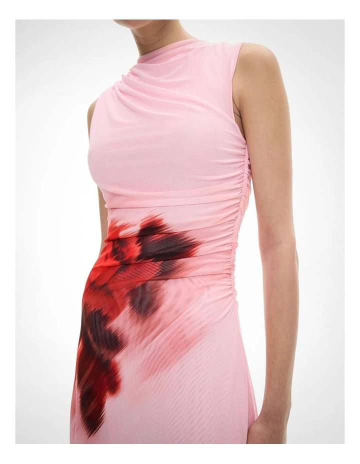 Mesh Drape Tank Dress in Blush Floral image 3