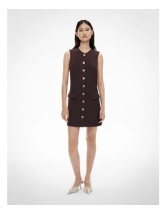 Button Detail Dress in Espresso