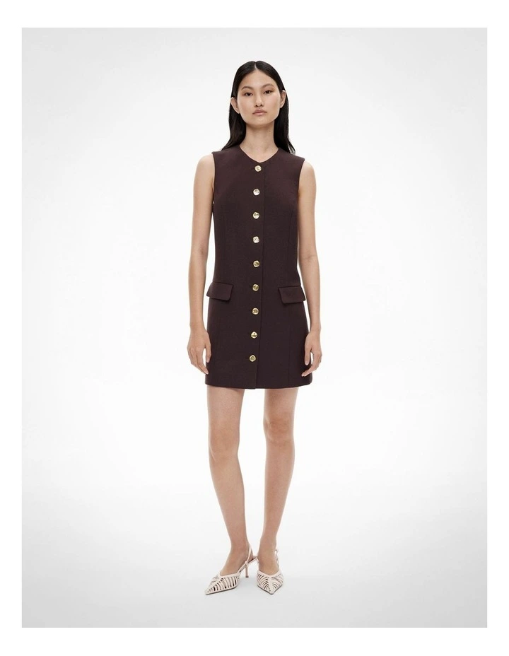 Button Detail Dress in Espresso image 1
