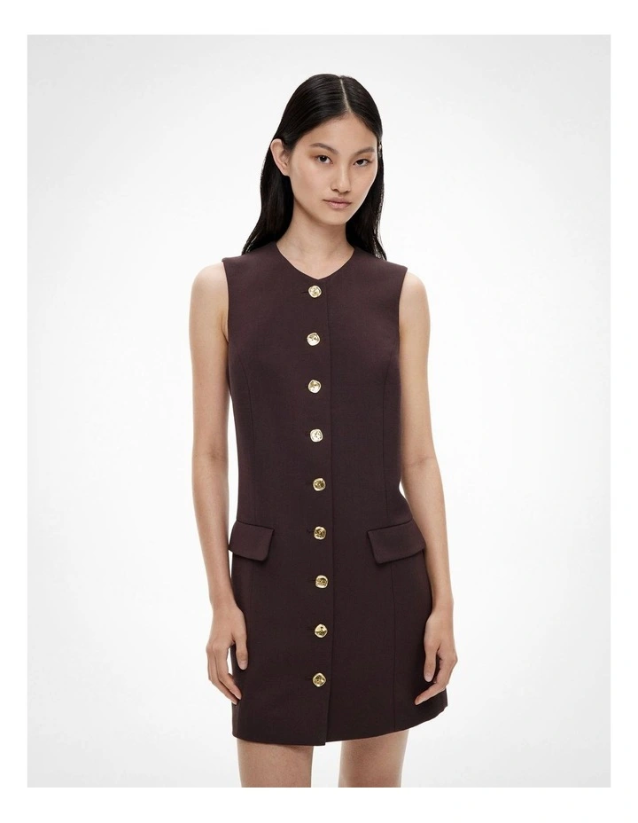 Button Detail Dress in Espresso image 2