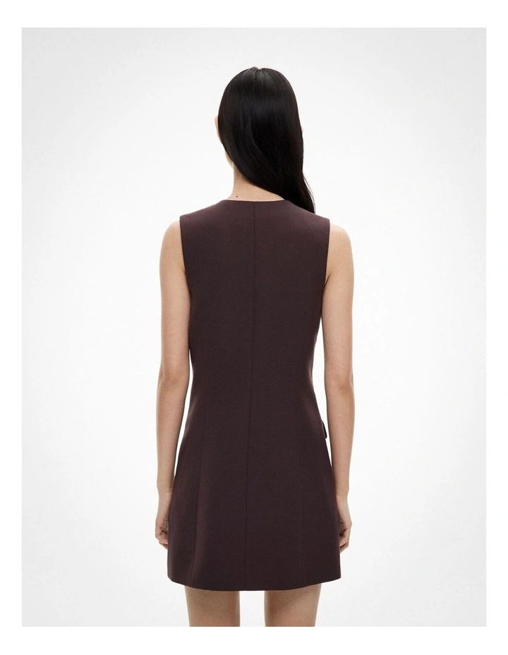 Button Detail Dress in Espresso image 4