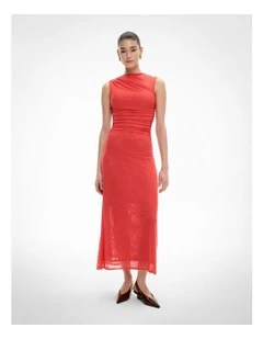 Mesh Drape Tank Dress in Flame