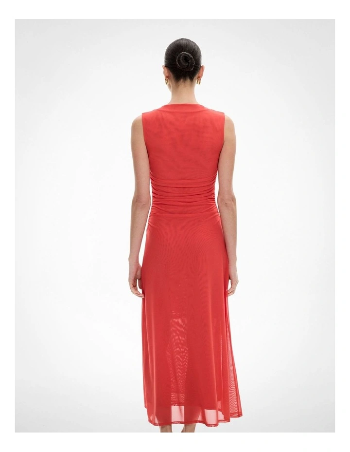 Mesh Drape Tank Dress in Flame image 5