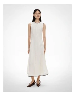 Linen Seam Dress in Chalk